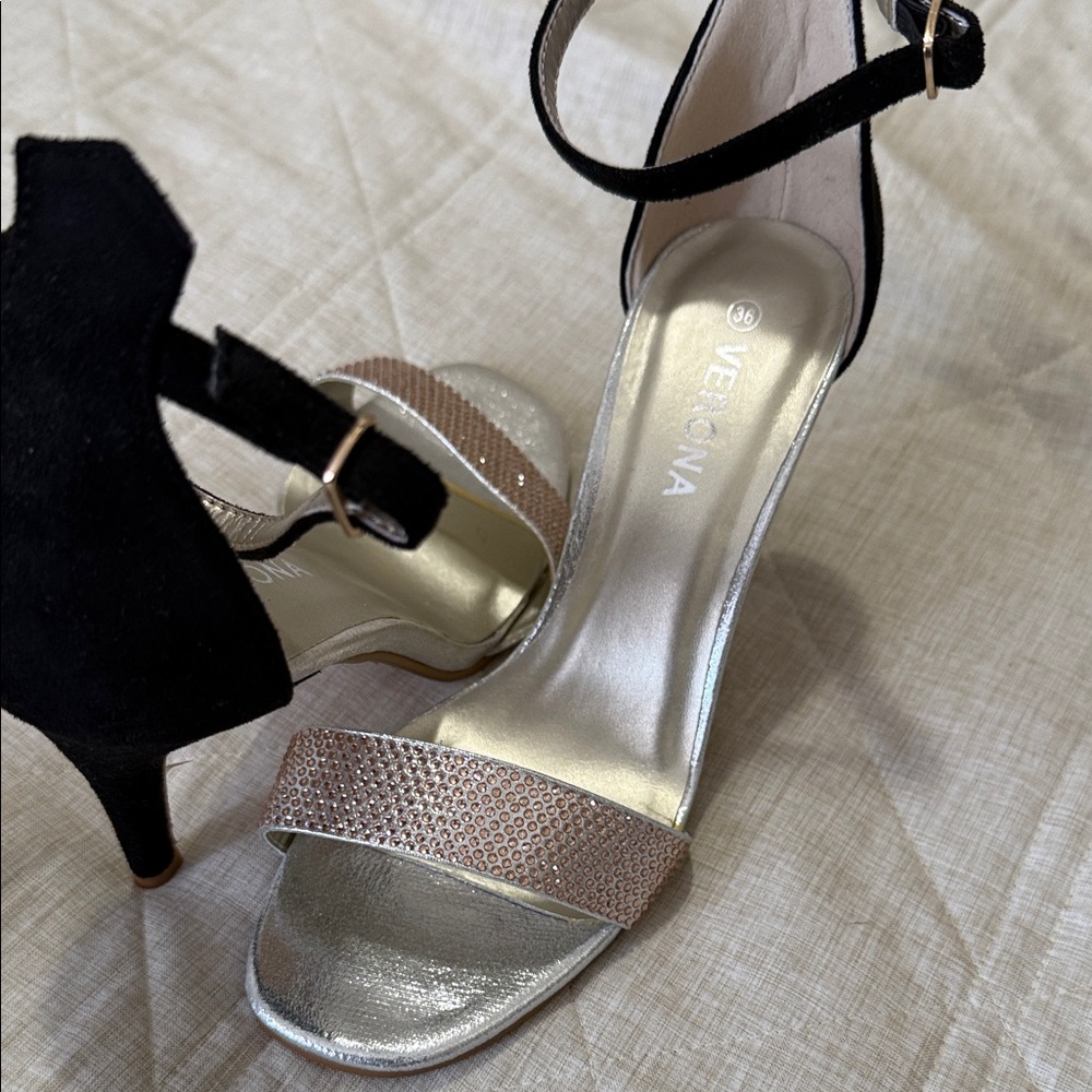 New Black and Silver Women's Heels